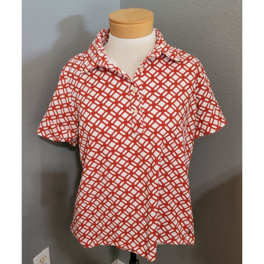 Tommy Hilfiger Golf‎ Shirt Women’s Size Large Red And White